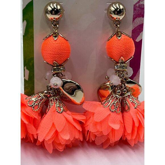 Lilly Pulitzer "Full Bloom" Earrings in Tangelo Orange Style #: 004703 40 New - Picture 4 of 7